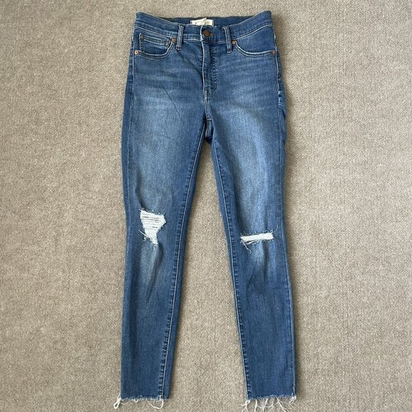 Madewell Women's Skinny Jeans - Distressed Blue - Picture 1 of 13
